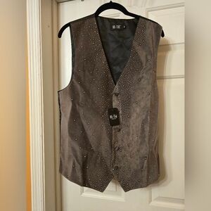 Hi-Tie Brown Studded Vest Size Small NWT